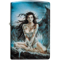 Zippo Windproof Lighter - Luis Royo Fallen Angel Design Blue Matte Finish | 48571 ,