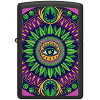 Zippo Windproof Lighter - Mandala-Style Cannabis Pattern Design Black Matte | 48583 ,