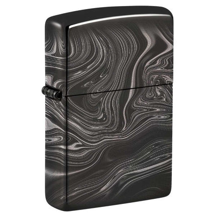 Zippo Windproof Lighter - Marble Pattern Design High Polish Black | 49812 ,
