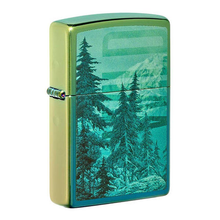 Zippo Windproof Lighter - Mountain Design High Polish Teal Finish Pocket | 49461 ,