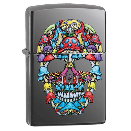 Zippo Windproof Lighter - Mushroom Skull Design Black Ice | 49135 ,