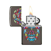 Zippo Windproof Lighter - Mushroom Skull Design Black Ice | 49135 ,