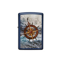 Zippo Windproof Lighter - Nautical Compass Design Navy Matte Finish Pocket | 49408 ,