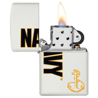 Zippo Windproof Lighter - Navy White Matte Metal Anchor Design | 29761 ,
