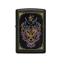 Zippo Windproof Lighter - Neon Dragon Design Black Matte Finish Pocket | 49396 ,