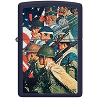 Zippo Windproof Lighter - Norman Rockwell Color Image Design Navy Matte Metal | 48698 ,