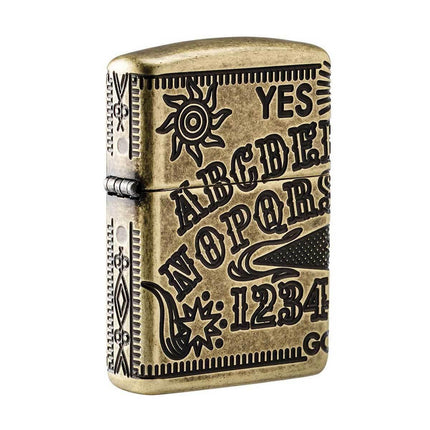 Zippo Windproof Lighter - Ouija Board Design Antique Brass Finish Refillable | 49001 ,