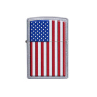 Zippo Windproof Lighter - Patriotic American Flag Street Chrome Refillable | 29722 ,