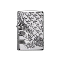 Zippo Windproof Lighter - Patriotic Bald Eagle Design High Polished Chrome | 49027 ,