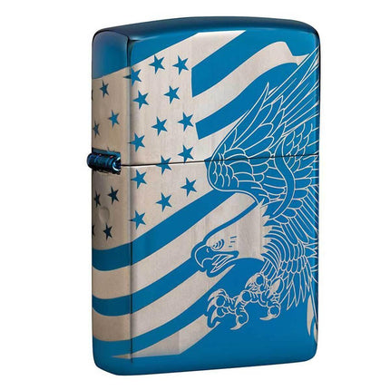 Zippo Windproof Lighter - Patriotic Design High Polish Blue Brass | 49046 ,