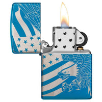 Zippo Windproof Lighter - Patriotic Design High Polish Blue Brass | 49046 ,