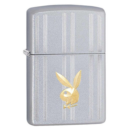 Zippo Windproof Lighter - Playboy Bunny Satin Chrome Finish Metal Refillable | 29777 ,