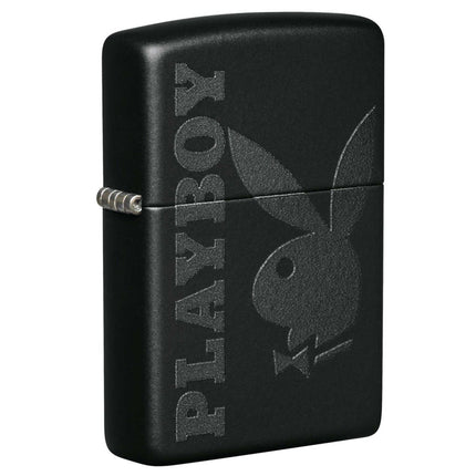 Zippo Windproof Lighter - Playboy Logo and Bunny Matte Black Metal Genuine | 49342 ,