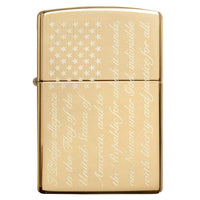 Zippo Windproof Lighter - Pledge of Allegiance Design High Polish Brass | 49585 ,