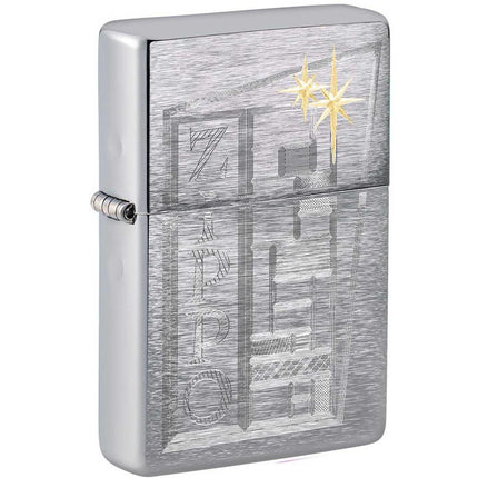Zippo Windproof Lighter - Retro Zippo Design Brushed Chrome | 49801 ,