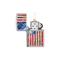 Zippo Windproof Lighter - Rietveld Historic American Flag Brushed Chrome | 49145 ,