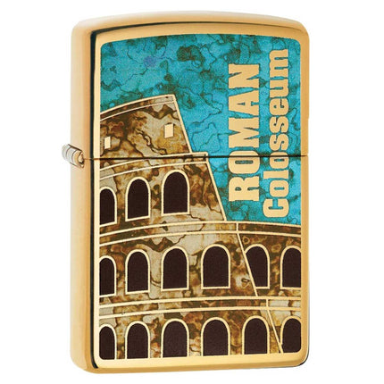 Zippo Windproof Lighter - Roman Colosseum High Polish Brass Finish Metal | 29497 ,