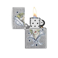 Zippo Windproof Lighter - Sailor Girl Tattoo Design Street Chrome | 49789 ,