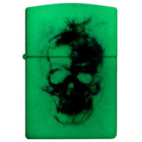 Zippo Windproof Lighter - Skull Design Glow In The Dark White Metal Finish | 48563 ,