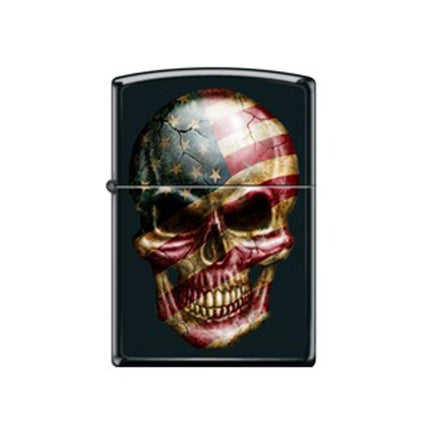 Zippo Windproof Lighter - Skull Flag Design Black Metal Construction | 218-076915 ,