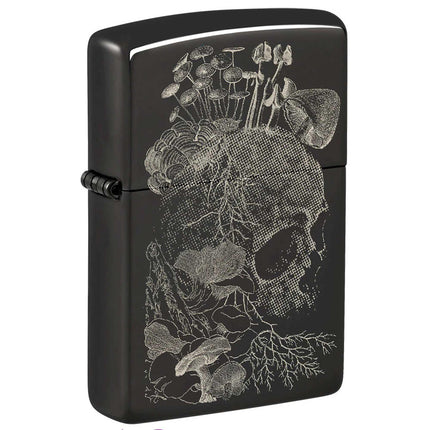 Zippo Windproof Lighter - Skull Mushroom Design High Polish Black Photo Image | 48590 ,
