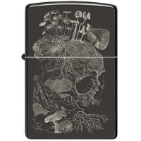 Zippo Windproof Lighter - Skull Mushroom Design High Polish Black Photo Image | 48590 ,