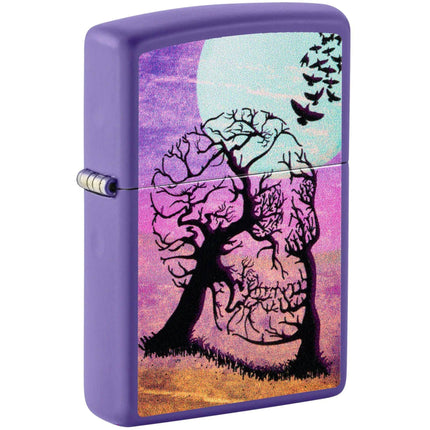 Zippo Windproof Lighter - Skull Tree Design Darkly Romantic Purple Matte Metal | 48638 ,