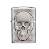 Zippo Windproof Lighter - Skull with Brain Surprise Emblem Brushed Chrome | 29818 ,