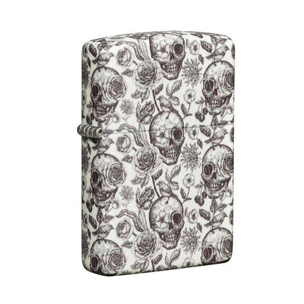 Zippo Windproof Lighter - Skulls with Floral Design with 540 Color Process | 49458 ,