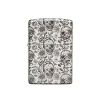 Zippo Windproof Lighter - Skulls with Floral Design with 540 Color Process | 49458 ,