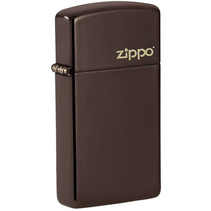 Zippo Windproof Lighter - Slim Brown Smooth Finish with Classic Zippo Logo | 49266ZL ,