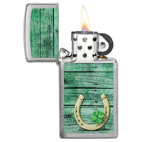Zippo Windproof Lighter - Slim Horseshoe Design Street Chrome Finish | 49123 ,