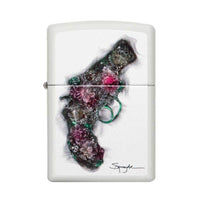 Zippo Windproof Lighter - Spazuk Flowers Color Pistol White Matte Refillable | 29894 ,