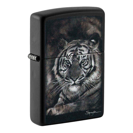 Zippo Windproof Lighter - Spazuk Tiger Design Matte Black | 49763 ,