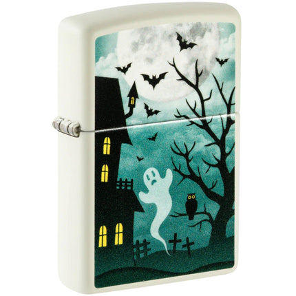 Zippo Windproof Lighter - Spooky Design with Full Moon Glow-in-the-Dark Metal | 48727 ,