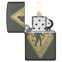 Zippo Windproof Lighter - Squatch Crossing Design Matte Green Refillable | 49246 ,