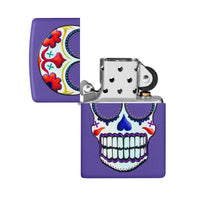 Zippo Windproof Lighter - Sugar Skull Design Purple Matte Finish Refillable | 49859 ,