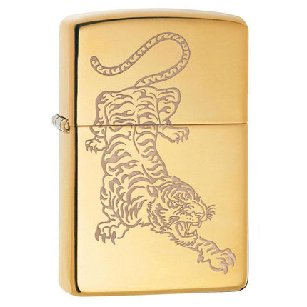Zippo Windproof Lighter - Tiger Design High Polish Brass Refillable | 29884 ,