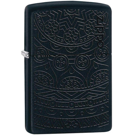 Zippo Windproof Lighter - Tone on Tone Design Black Matte Metal Refillable | 29989 ,