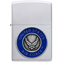 Zippo Windproof Lighter - U.S. Air Force Design Classic Satin Chrome Metal | 48976 ,