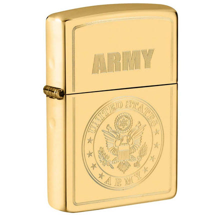 Zippo Windproof Lighter - U.S. Army Design High Polish Brass Finish Pocket | 49314 ,
