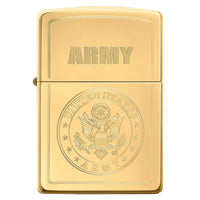Zippo Windproof Lighter - U.S. Army Design High Polish Brass Finish Pocket | 49314 ,
