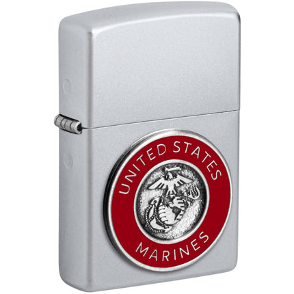 Zippo Windproof Lighter - U.S. Marines Corps Design Classic Satin Chrome | 48974 ,
