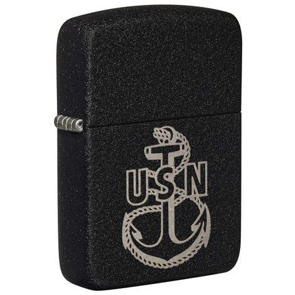Zippo Windproof Lighter - U.S. Navy Anchor Logo Design Replica Black Crackle | 49318 ,