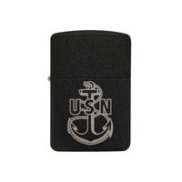 Zippo Windproof Lighter - U.S. Navy Anchor Logo Design Replica Black Crackle | 49318 ,