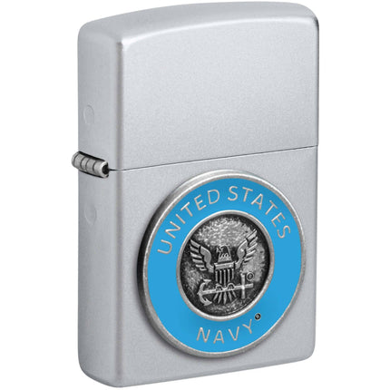 Zippo Windproof Lighter - United States Navy Design Classic Satin Chrome | 48975 ,