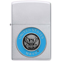 Zippo Windproof Lighter - United States Navy Design Classic Satin Chrome | 48975 ,