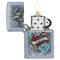 Zippo Windproof Lighter - Vintage Tattoo Zippo Street Chrome Finish | 29874 ,
