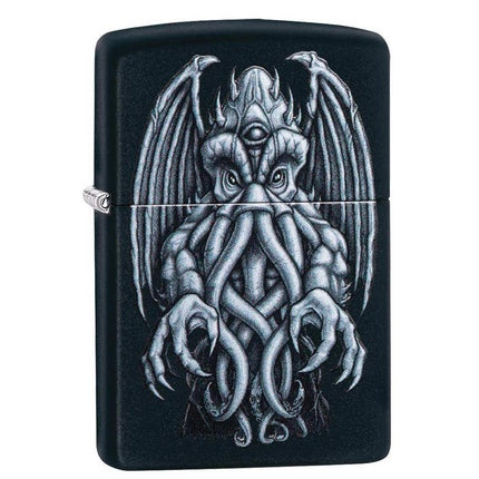 Zippo Windproof Lighter - Winged Monster Design Black Matte Finish | 49122 ,