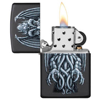 Zippo Windproof Lighter - Winged Monster Design Black Matte Finish | 49122 ,